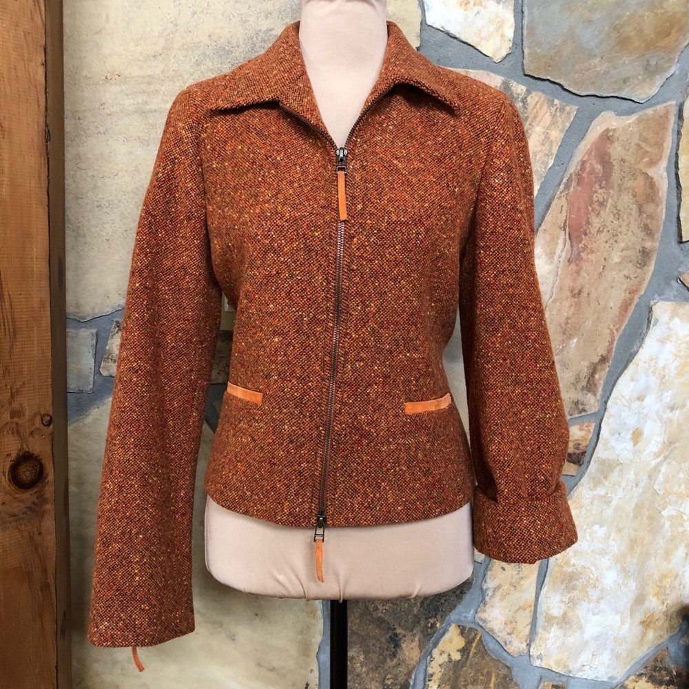 LIZ CLAIBORNE Vintage Wool Blend Suede Trim Cropped Jacket (S) - Picture 3 of 17
